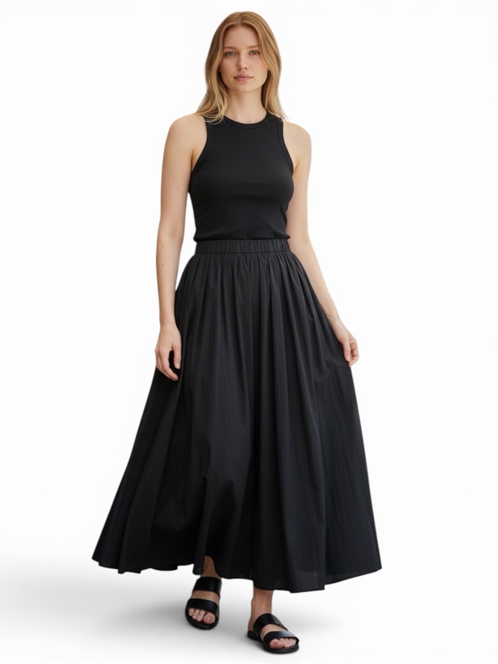 Commense Black Cotton Maxi Skirt NWT Size Medium - Picture 1 of 8